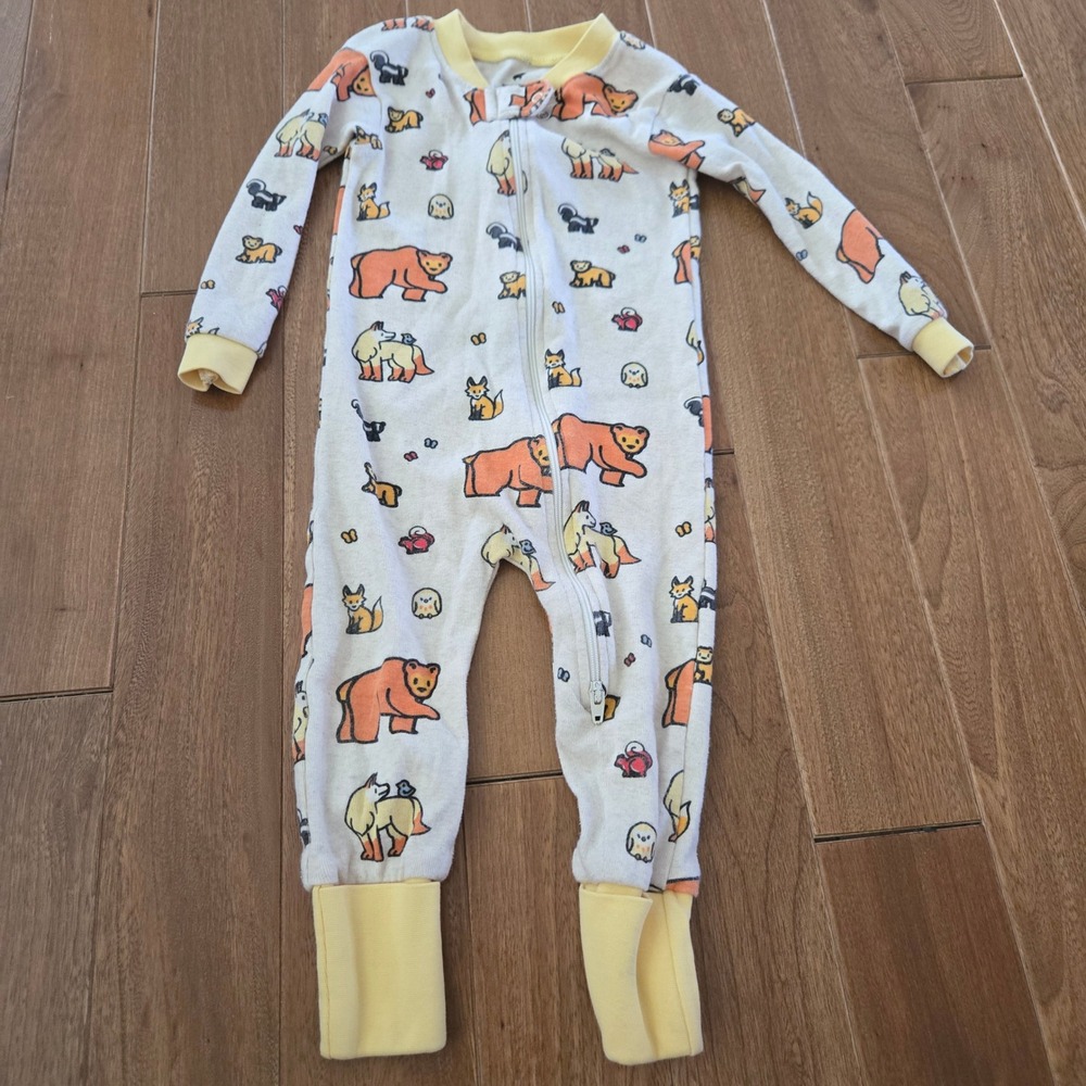 Monica + Andy Woodland Animal Print Organic Cotton 2-Way Zip Sleep Suit 9-12M